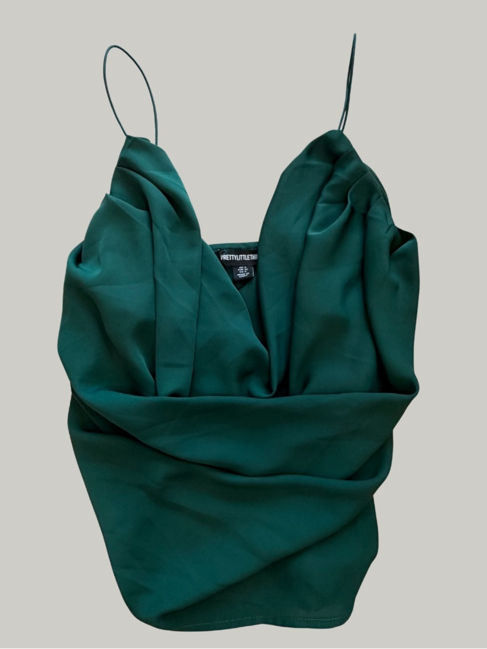 LIKE NEW PrettyLittleThing Deep Emerald Satin Cowl Neck Cami